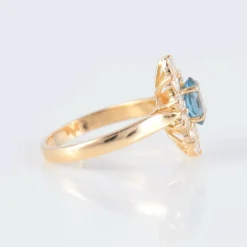Bague Marguerite Aigue-marine Diamants