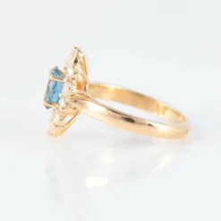 Bague Marguerite Aigue-marine Diamants