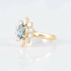 Bague Marguerite Aigue-marine Diamants