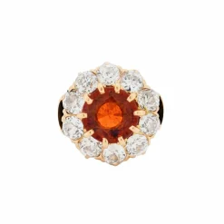 Bague Marguerite Ancienne Or Grenat et Diamants
