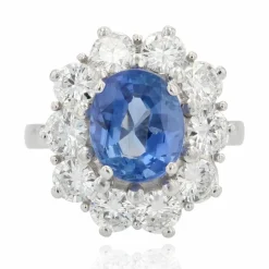 Bague marguerite ancienne saphir diamants