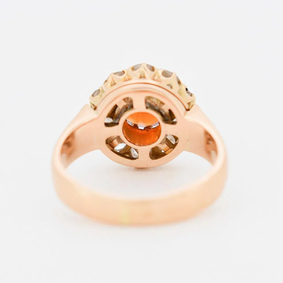 Bague Marguerite Ancienne Or Grenat et Diamants