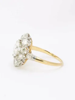 Bague marguerite ancienne diamants taille ancienne 3 carats