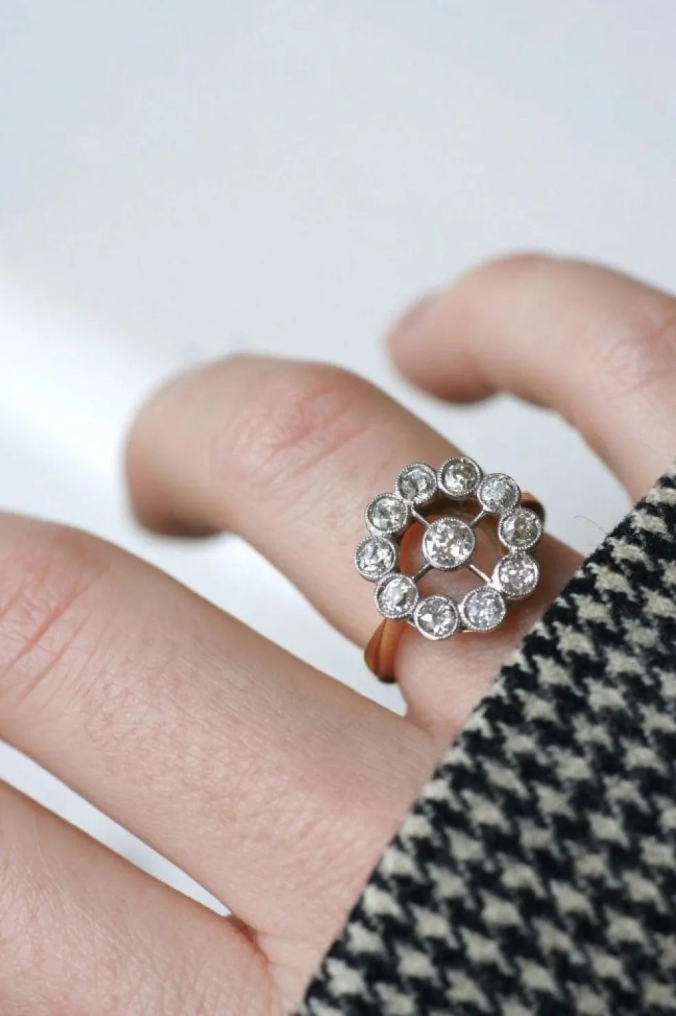 Bague marguerite ancienne diamants