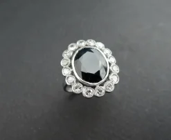 Bague Marguerite Art Déco Platine, Saphir Et Diamants
