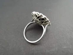 Bague Marguerite Art Déco Platine, Saphir Et Diamants