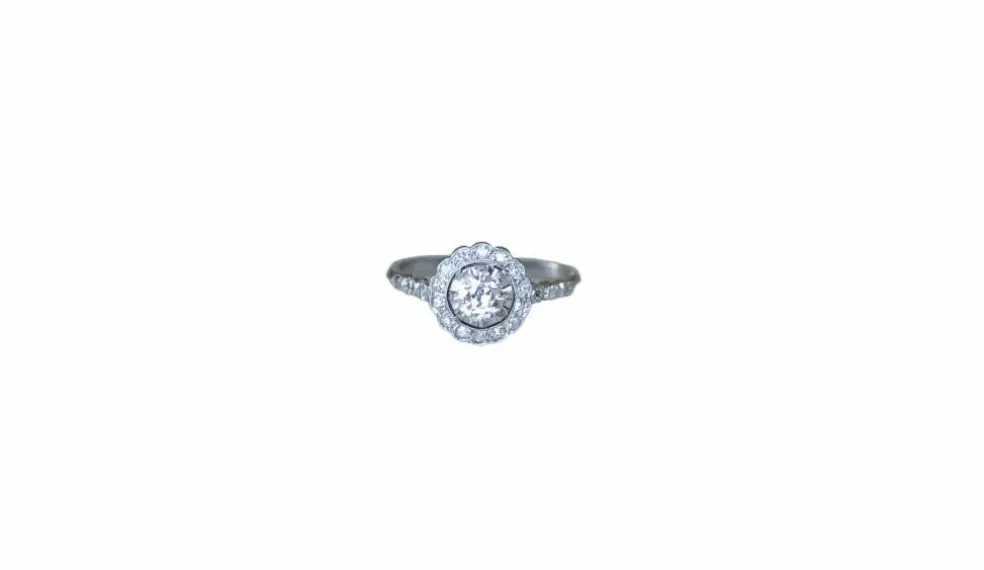 Bague Marguerite Art Deco Diamants sur Platine