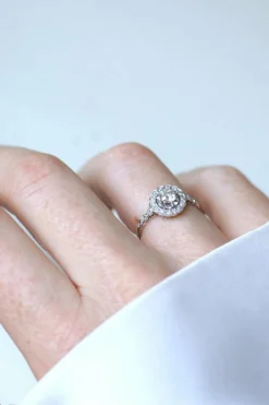 Bague Marguerite Art Deco Diamants sur Platine