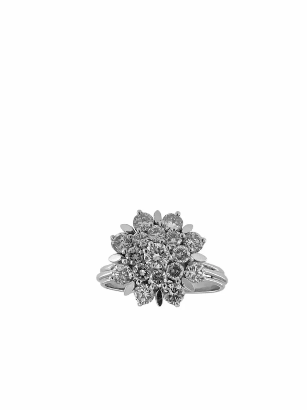 Bague marguerite certifiée HRD en or blanc avec diamants