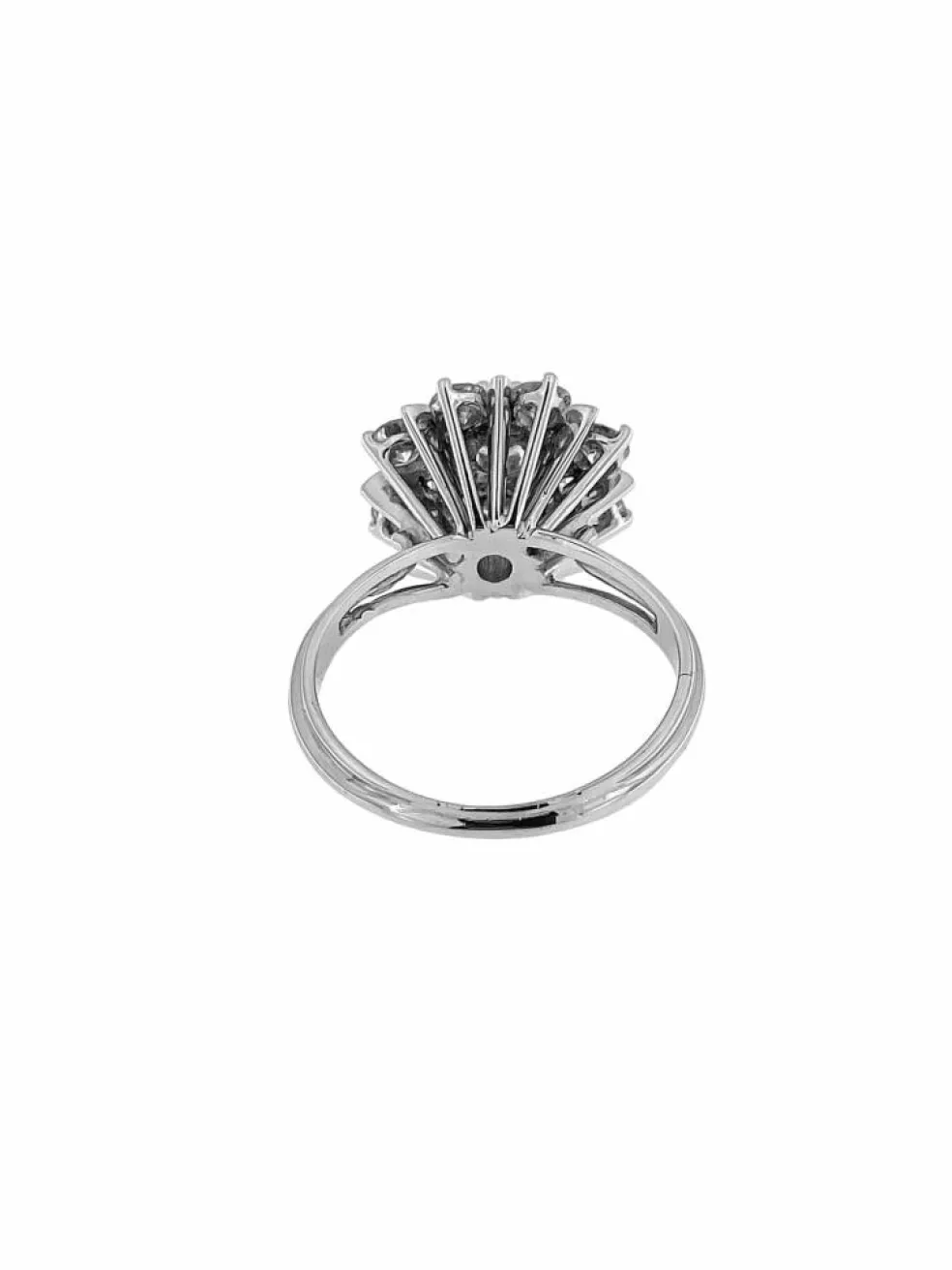 Bague marguerite certifiée HRD en or blanc avec diamants