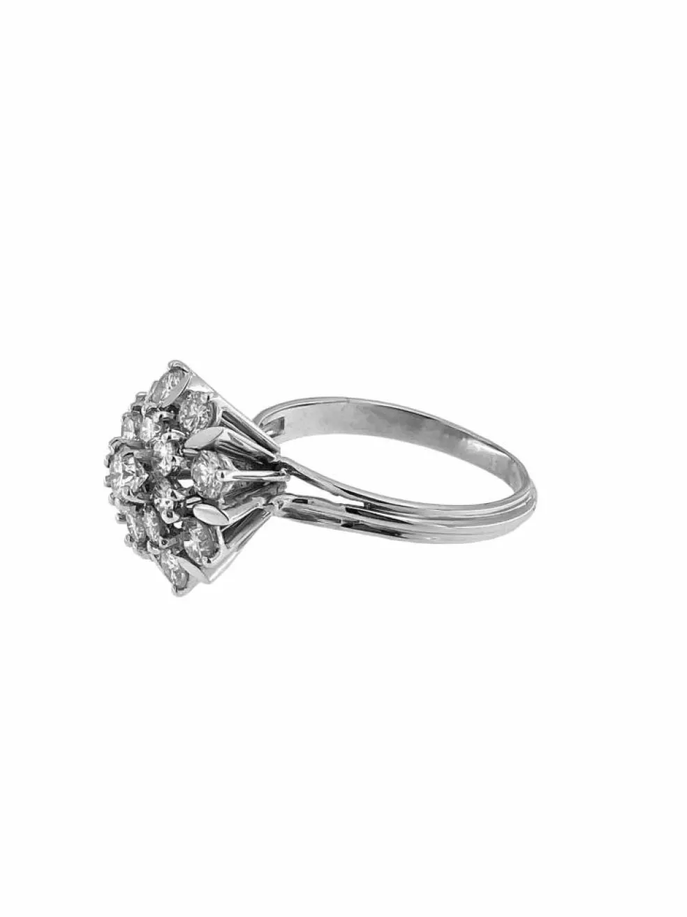Bague marguerite certifiée HRD en or blanc avec diamants