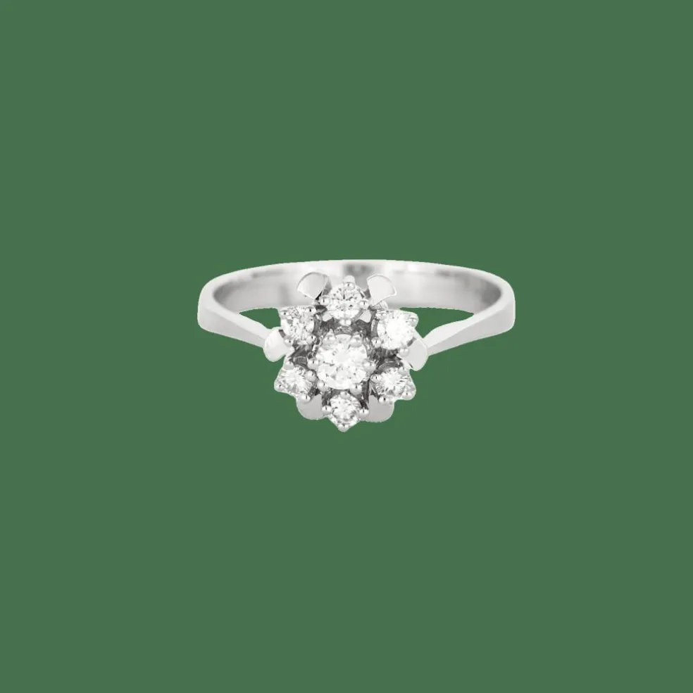 Bague marguerite diamants or blanc