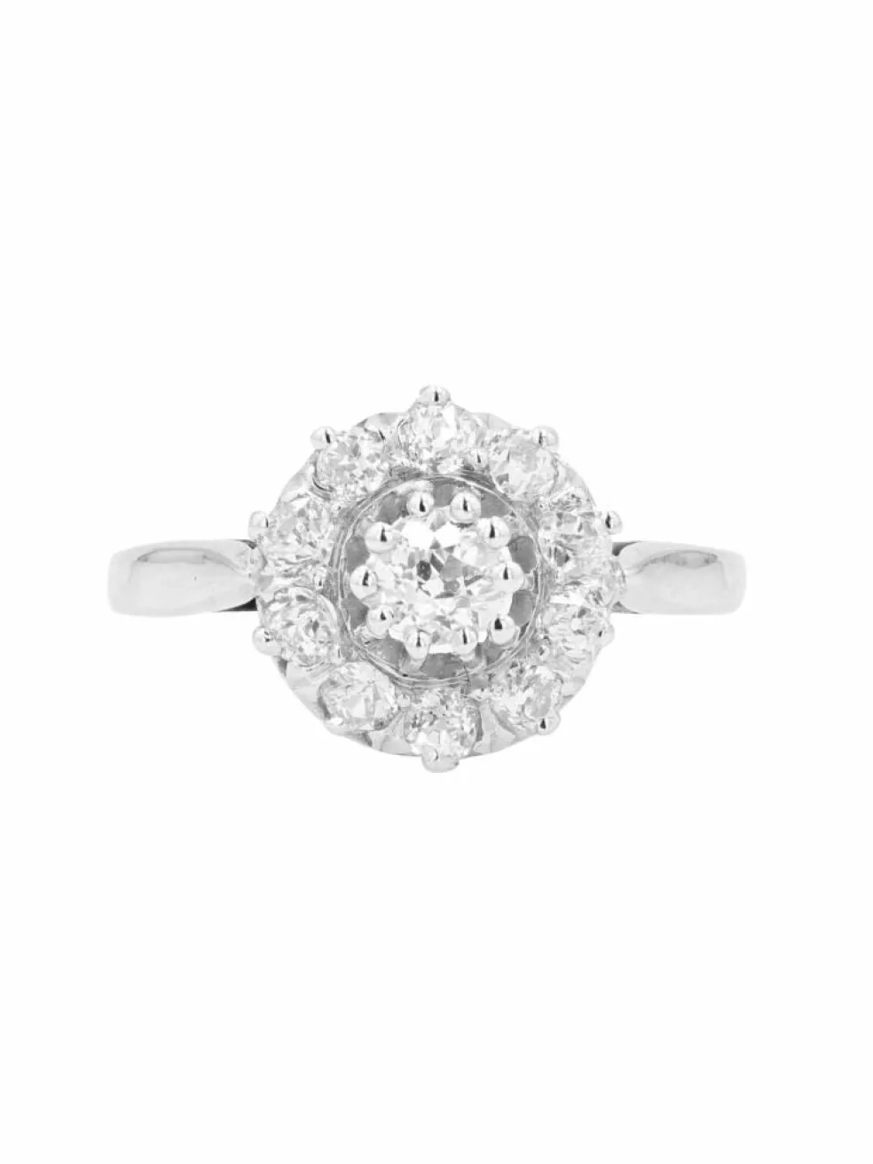 Bague marguerite diamants or blanc