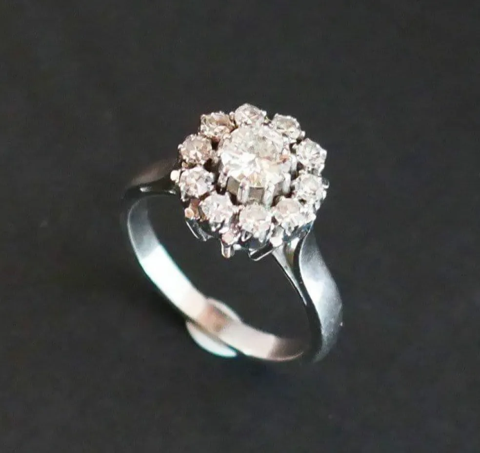 Bague Marguerite Diamants et Or Blanc