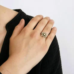 Bague marguerite diamants double halo