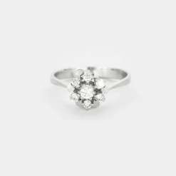 Bague marguerite diamants or blanc