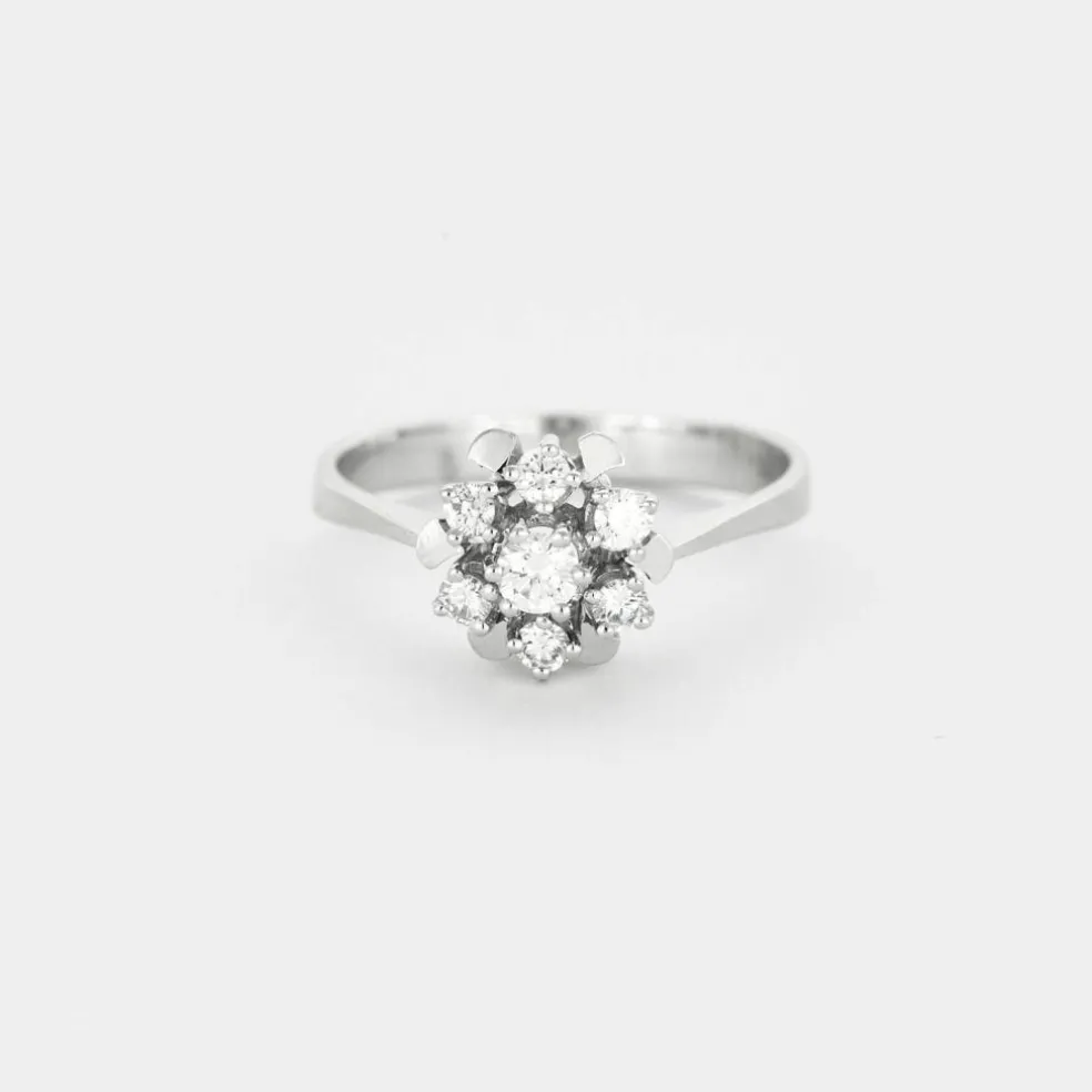 Bague marguerite diamants or blanc