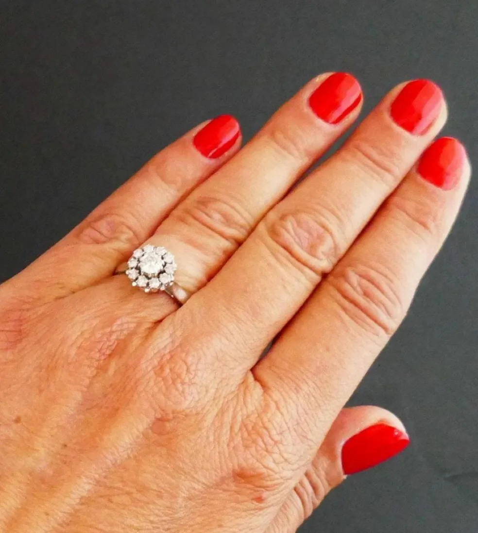 Bague Marguerite Diamants et Or Blanc