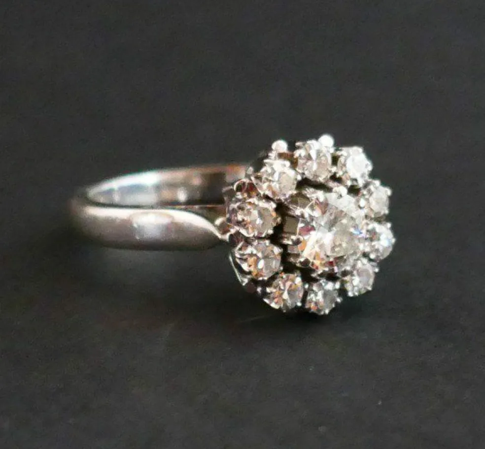 Bague Marguerite Diamants et Or Blanc