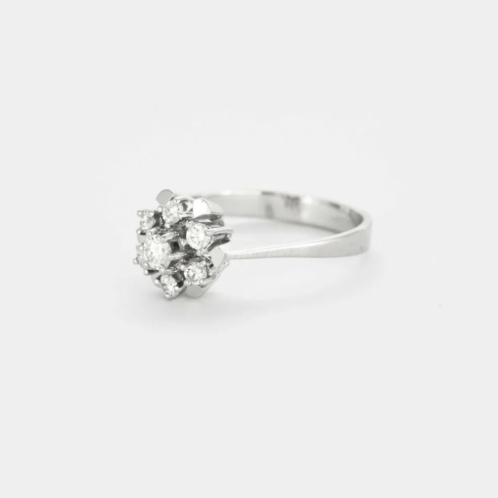 Bague marguerite diamants or blanc