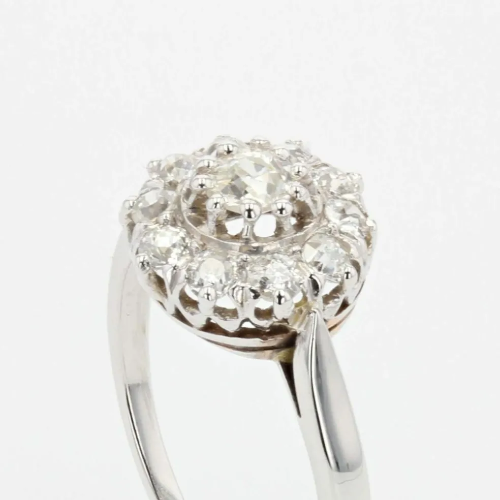 Bague marguerite diamants or blanc