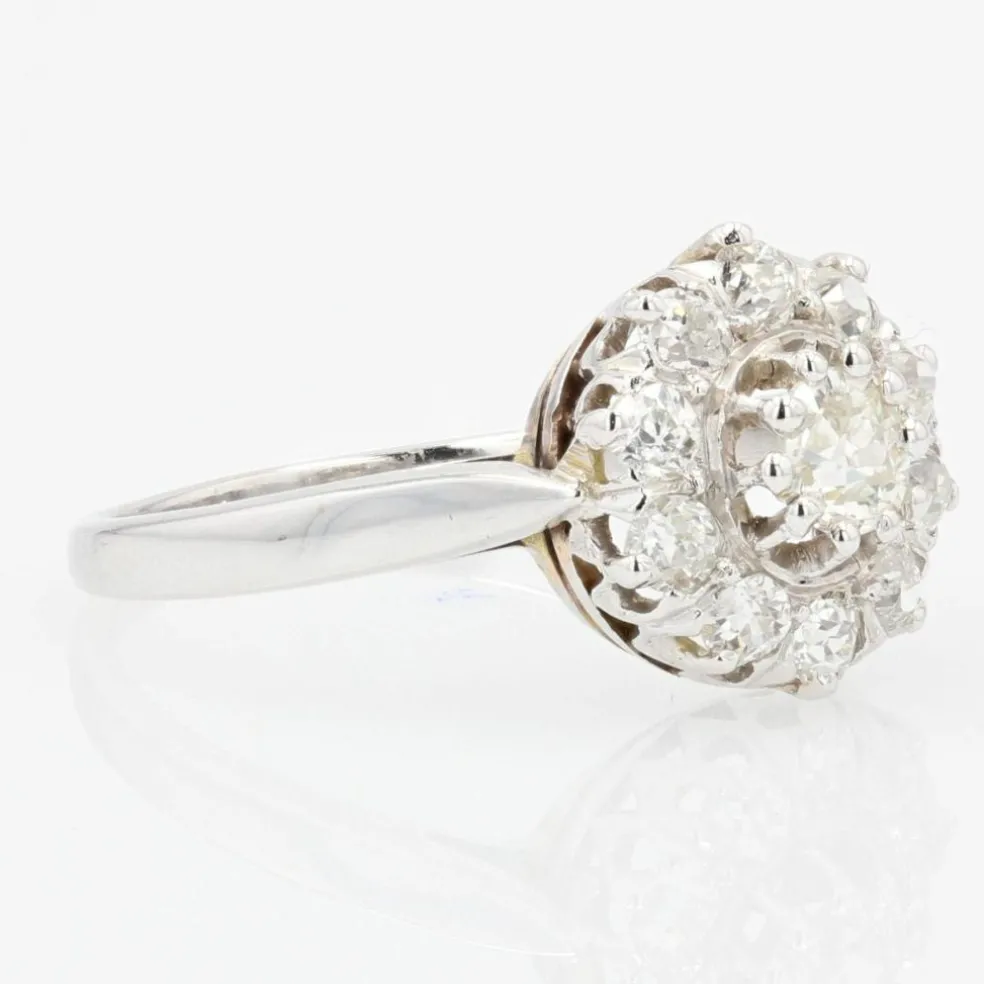 Bague marguerite diamants or blanc