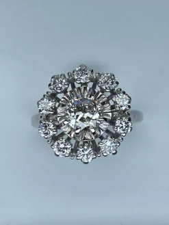 Bague marguerite, diamants