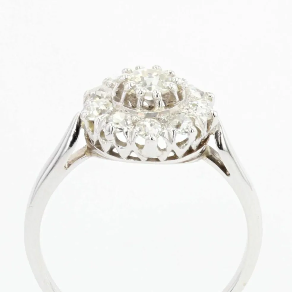 Bague marguerite diamants or blanc