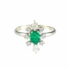 Bague Marguerite Emeraude et diamants