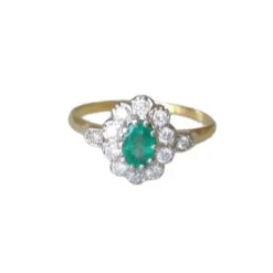 Bague marguerite Emeraude et Diamants