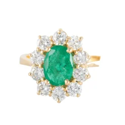 Bague Marguerite Emeraude et diamants