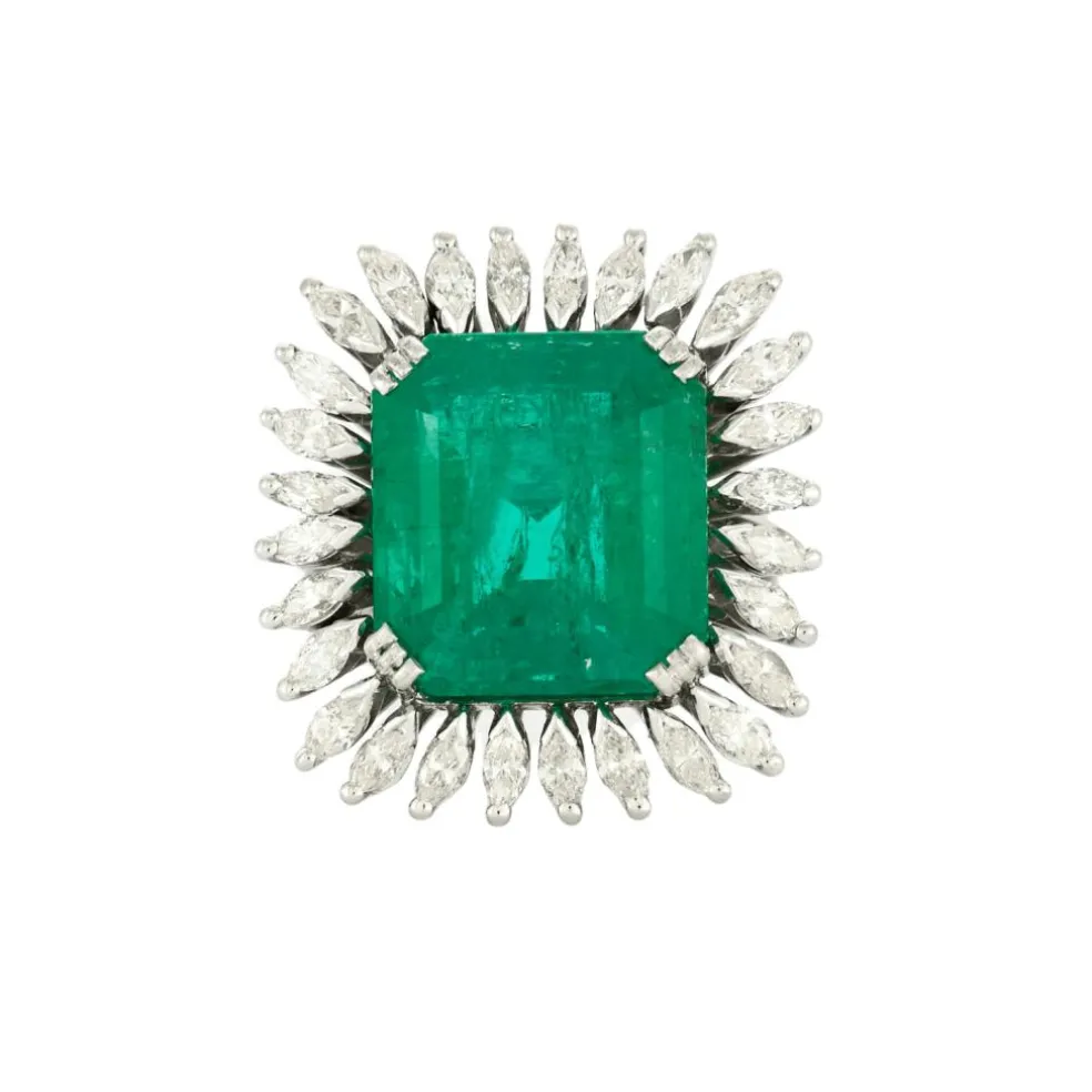 Bague Marguerite Emeraude Colombie 13 carats