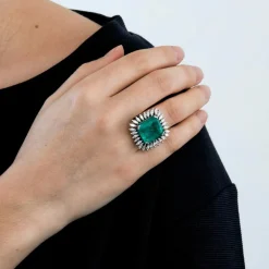 Bague Marguerite Emeraude Colombie 13 carats