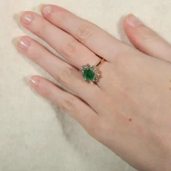 Bague Marguerite Emeraude et diamants