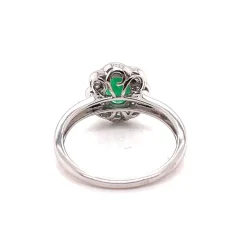 Bague Marguerite Emeraude Diamants Or blanc