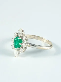 Bague Marguerite Emeraude et diamants