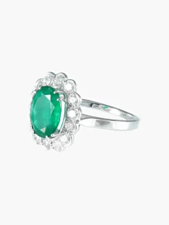 Bague Marguerite Emeraude et diamants