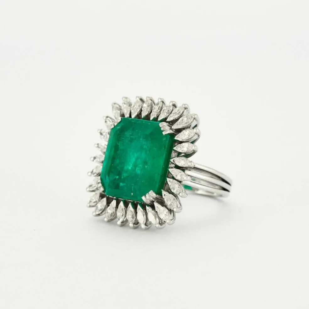 Bague Marguerite Emeraude Colombie 13 carats