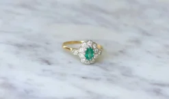 Bague marguerite Emeraude et Diamants