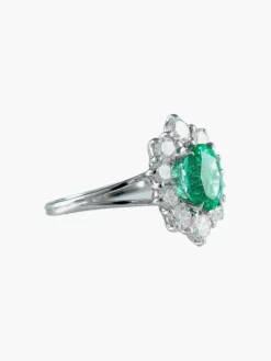 Bague Marguerite Emeraude et diamants
