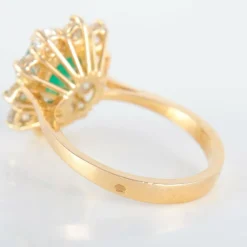 Bague Marguerite Emeraude et diamants