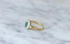 Bague marguerite Emeraude et Diamants