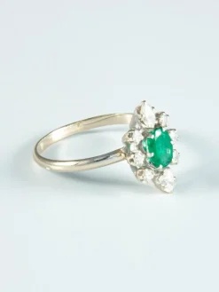 Bague Marguerite Emeraude et diamants