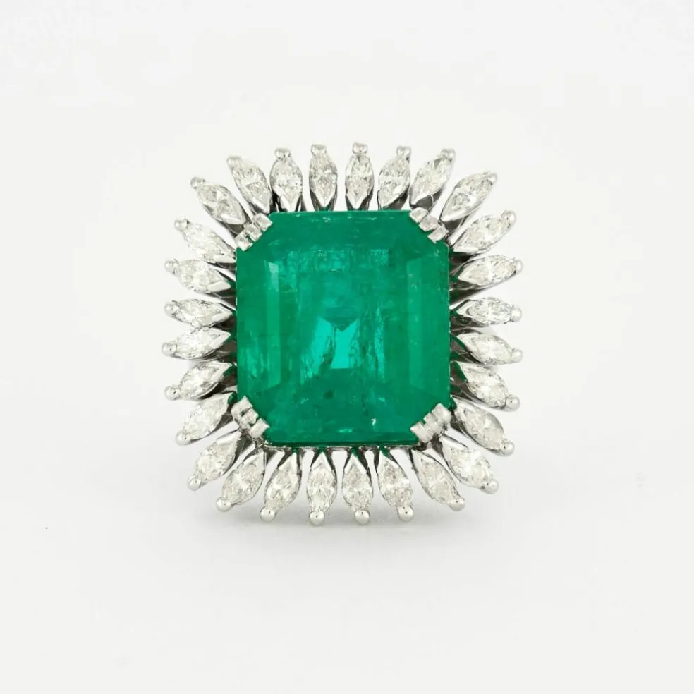 Bague Marguerite Emeraude Colombie 13 carats