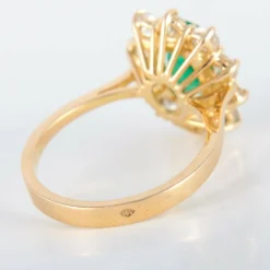Bague Marguerite Emeraude et diamants