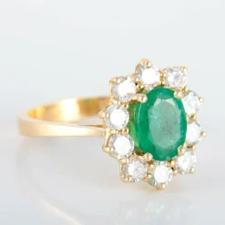 Bague Marguerite Emeraude et diamants