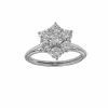 Bague marguerite en or blanc certifiée HRD avec diamants naturels de 1,10 carat