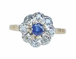 Bague marguerite en or blanc en saphir et diamants
