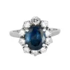 Bague Marguerite en or blanc, saphir et diamants