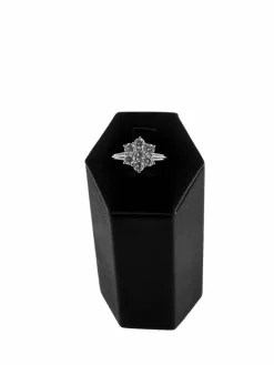 Bague marguerite en or blanc certifiée HRD avec diamants naturels de 1,10 carat